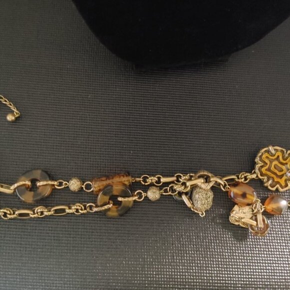 Chico's Gold Tone Amber Beads Statement Necklace 28" - Picture 7 of 7